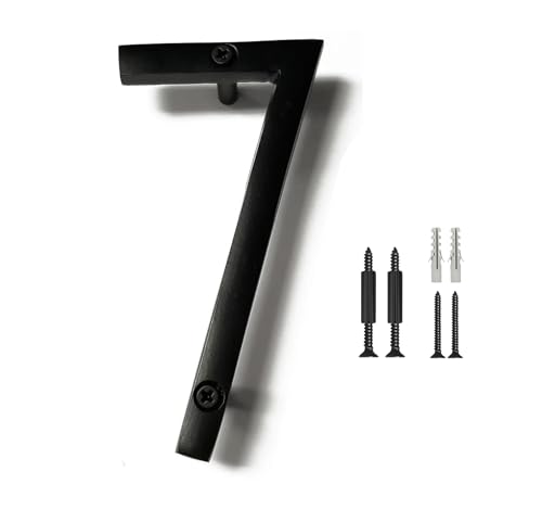 NACH Floating House Numbers, 6 inch Aluminum Black House Numbers for Outside - Number 7, Door Numbers with Mounting Hardware - Image 1