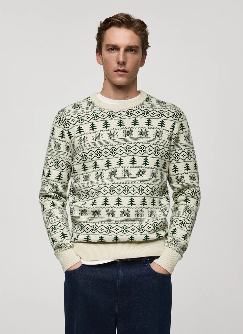 مانجو مان Christmas-Print Knitted Sweater