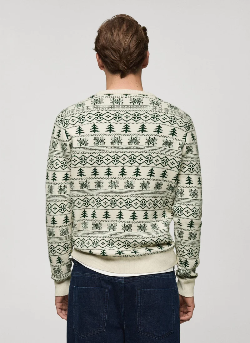 مانجو مان Christmas-Print Knitted Sweater