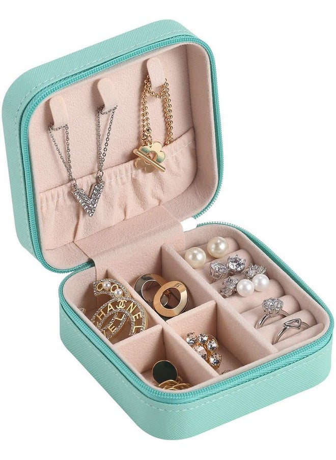 YouBella YouBella Jewellery Organiser PU Leather Zipper Portable Storage Box Case with Dividers Container for Rings, Earrings, Necklace Home Organizer, (Blue)  - Image 3