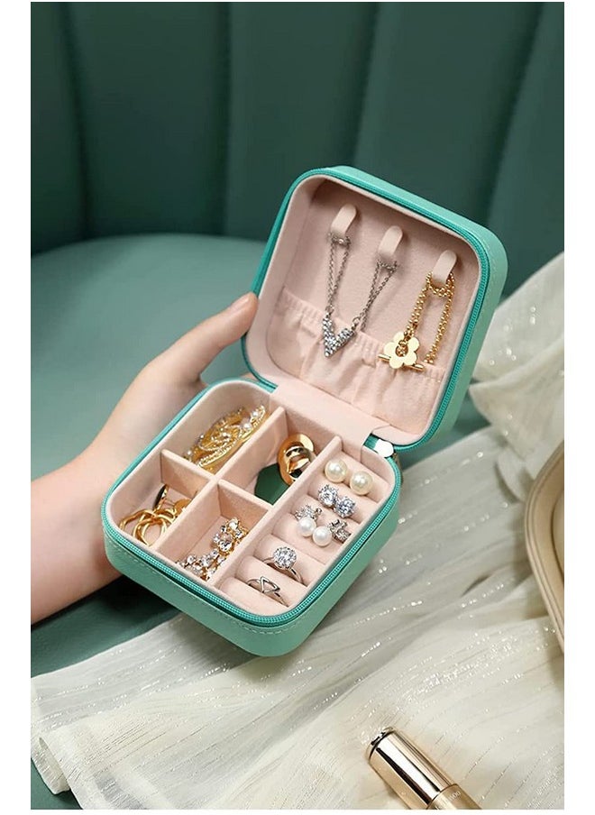 YouBella YouBella Jewellery Organiser PU Leather Zipper Portable Storage Box Case with Dividers Container for Rings, Earrings, Necklace Home Organizer, (Blue)  - Image 2