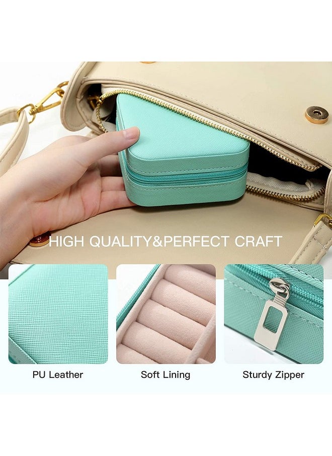 YouBella YouBella Jewellery Organiser PU Leather Zipper Portable Storage Box Case with Dividers Container for Rings, Earrings, Necklace Home Organizer, (Blue)  - Image 4