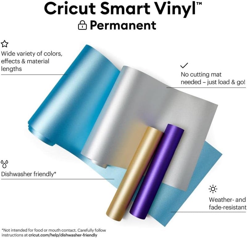 كريكيت فينيل كريكوت سمارت بيرماننت شيمر (Cricut Smart Permanent Vinyl Shimmer) – مقاس 13 بوصة × 12 قدم، لون ذهبي – مناسب للأعمال اليدوية الخارجية، متوافق مع آلات كريكوت إكسبلور 3 وميكر 3؛ يسمح بالقص دون استخدام وسادات، ويمكن استخدامه لإنشاء مشاريع هواة، ديكالات، ملصقات، إلخ؛ مقاوم للعوامل الجوية ولا يتغير لونه مع مرور الوقت. - Image 1