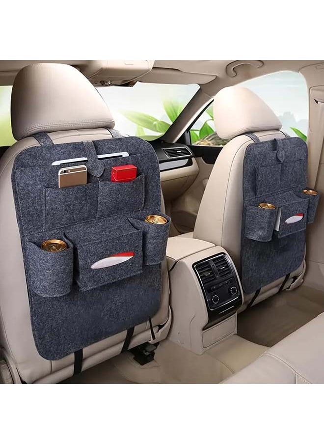 MJZ 1pc Felt  Car Back Seat Storage Bag Organizer Car Seat Storage Bag Card Back Seat Organizer  Multifunctional Car Interior Hanging Bag Black  - Image 5