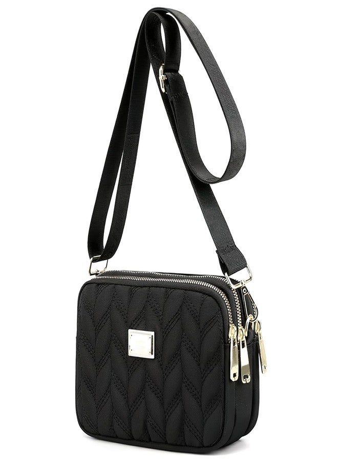 LassZone Ladies Small Crossbody Bag for Women Multi-Pocket Shoulder Bag Ladies Waterproof Nylon Handbag Cellphone Purse Wallet Quilted Bag - Image 1