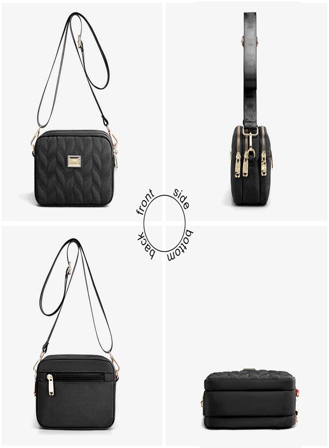 LassZone Ladies Small Crossbody Bag for Women Multi-Pocket Shoulder Bag Ladies Waterproof Nylon Handbag Cellphone Purse Wallet Quilted Bag - Image 5