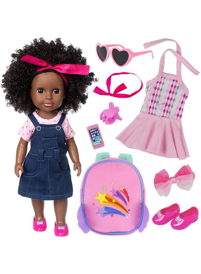 Ecore Fun Black Doll 14.5 Inch Baby Girl Doll And Clothes Set African Washable Realistic Silicone Girl Dolls Best Gift For Girls… - Image 1