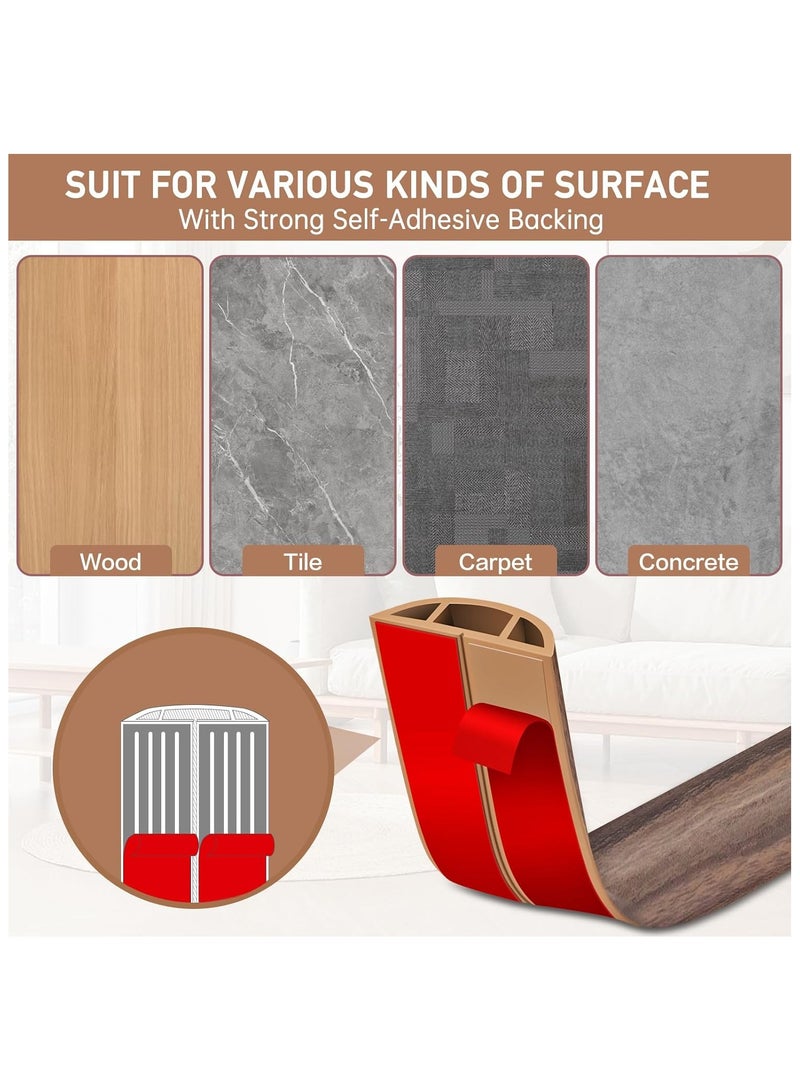 DELGREEN Floor Cord Cover Cable Cavity, 2m Self Adhesive Cord Hider Floor Low Profile Floor Cable Management Wire Cover Floor Electric Cord Covers for Home Office Garage Offices Gym Brown Wood  - Image 3