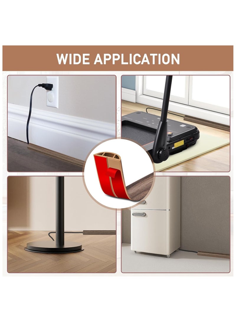 DELGREEN Floor Cord Cover Cable Cavity, 2m Self Adhesive Cord Hider Floor Low Profile Floor Cable Management Wire Cover Floor Electric Cord Covers for Home Office Garage Offices Gym Brown Wood  - Image 4