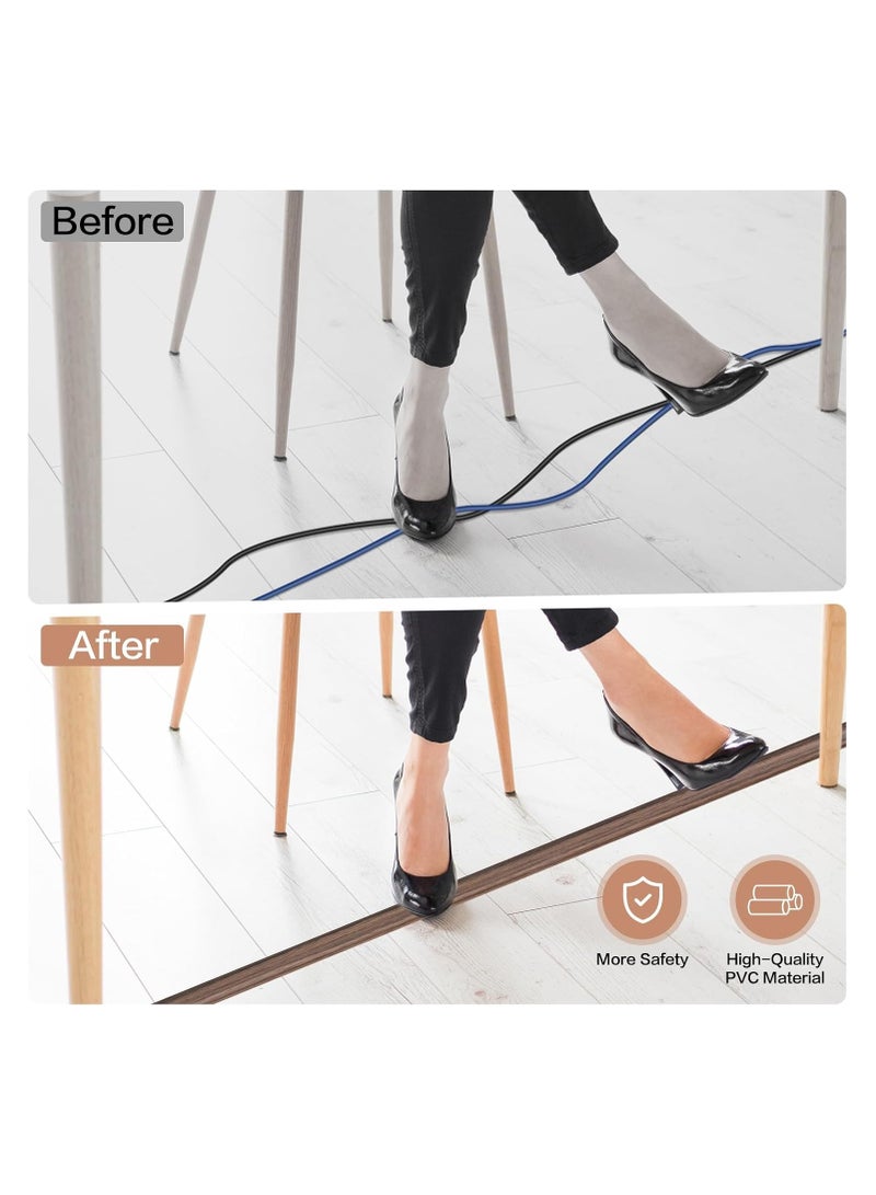 DELGREEN Floor Cord Cover Cable Cavity, 2m Self Adhesive Cord Hider Floor Low Profile Floor Cable Management Wire Cover Floor Electric Cord Covers for Home Office Garage Offices Gym Brown Wood  - Image 5