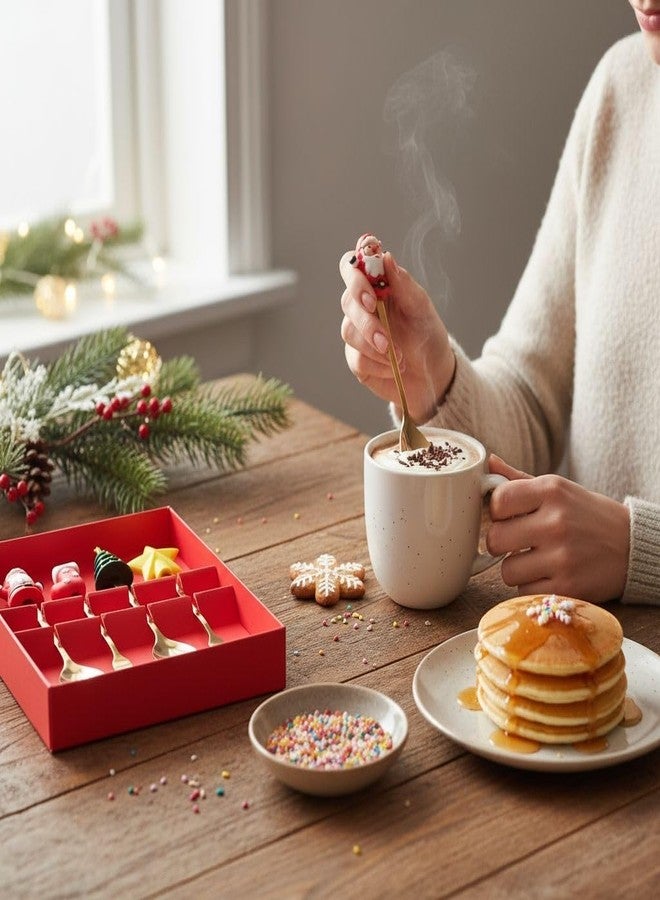 LIGHTER HOUSE Christmas Themed Cutlery Set, 4 Piece Stainless Steel Flatware with Decorative Santa, Stocking, Tree, Star Handles, Holiday Kitchen Dining Utensils, Pack of 01 Set - Image 5