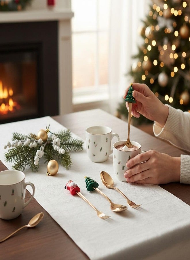 LIGHTER HOUSE Christmas Themed Cutlery Set, 4 Piece Stainless Steel Flatware with Decorative Santa, Stocking, Tree, Star Handles, Holiday Kitchen Dining Utensils, Pack of 01 Set - Image 4