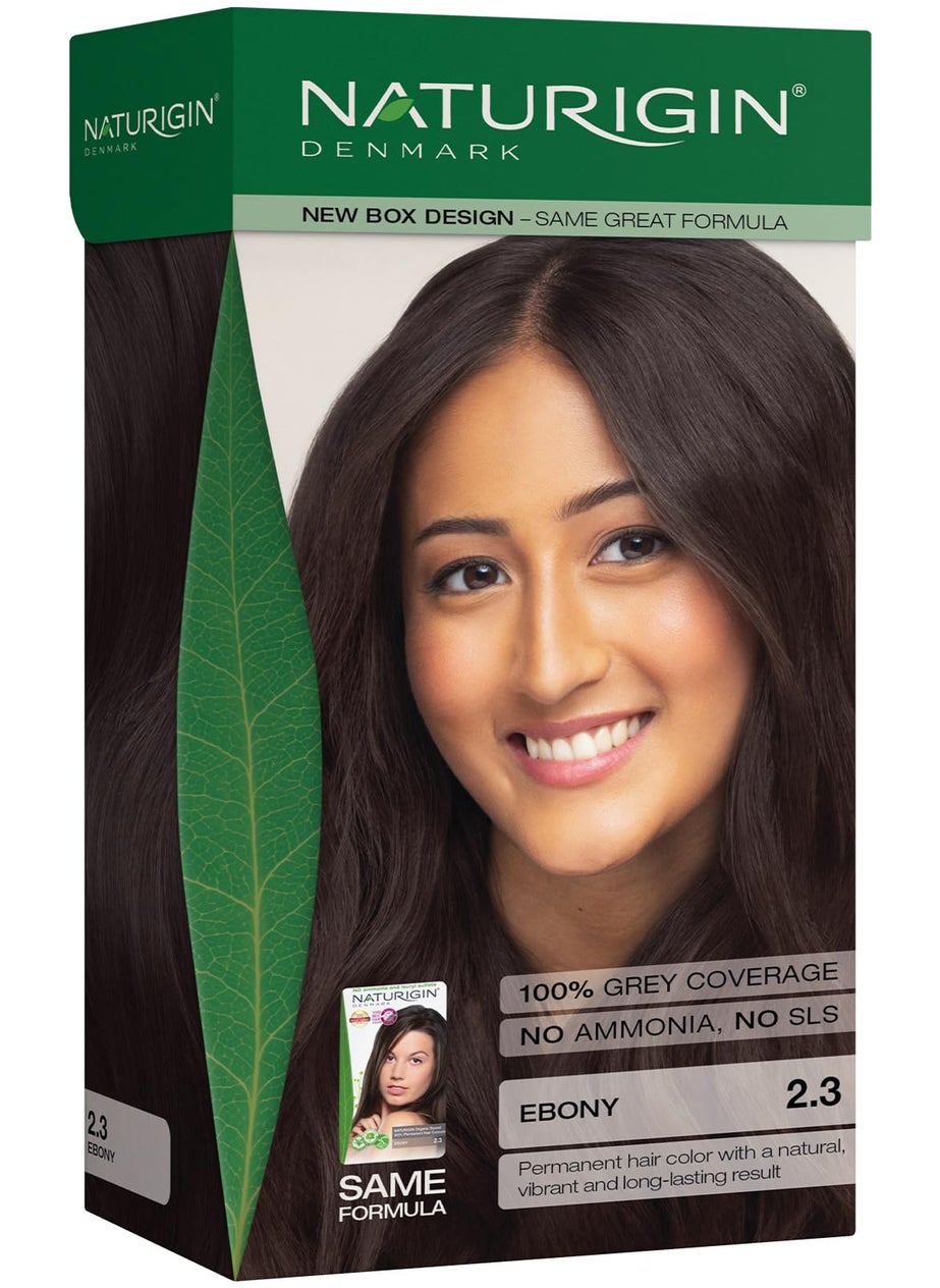 NATURIGIN - Naturigin Permanent Hair Dye, 2.3 Ebony Black, Ammonia and Paraben Free, up to 100% Gray Hair Coverage, Long Lasting, Vegan, Cruelty Free - Image 1