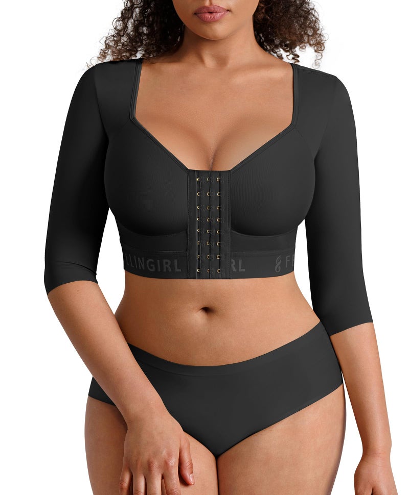 FeelinGirl Arm Shaper for Women Arm Compression Sleeves Post Surgical Slimming Sleeves Breast Lifter Black L - Image 1