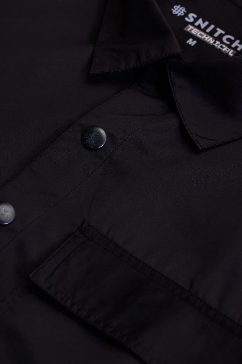SNITCH Black Multi Pocket Relaxed Fit Overshirt