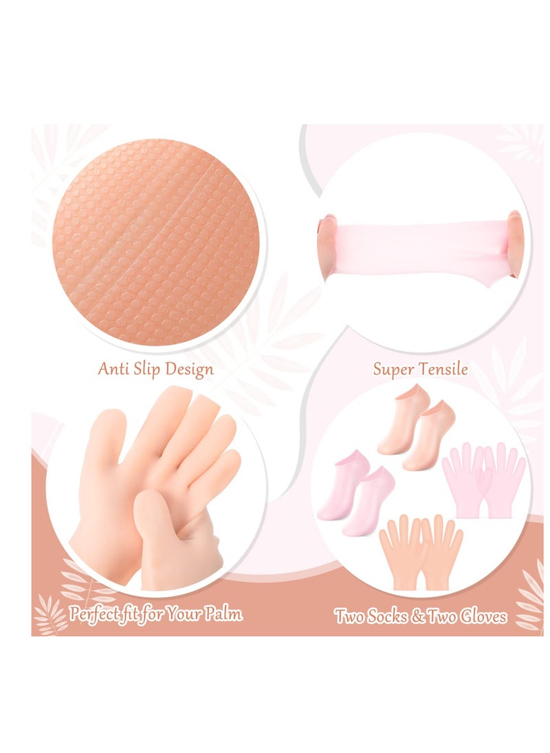 SYOSI - Moisturizing Gloves, 4 Pairs Silicone Gel Gloves Socks, Spa Socks and Gloves, for Moisturize Soften Repairing Hands Feet Callus Remover, for Women Men Dry Cracking Skin - Image 1