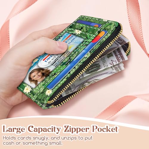 GIANCOMICS Slim Wallet Credit Card Holder Women, Black Cat Flower Rfid Blocking Small Card Case, Keychain Thin Pocket Curved Zipper Wallet, Travel Card Holder PU Leather ID Window, Ladies Female Gift - Image 3