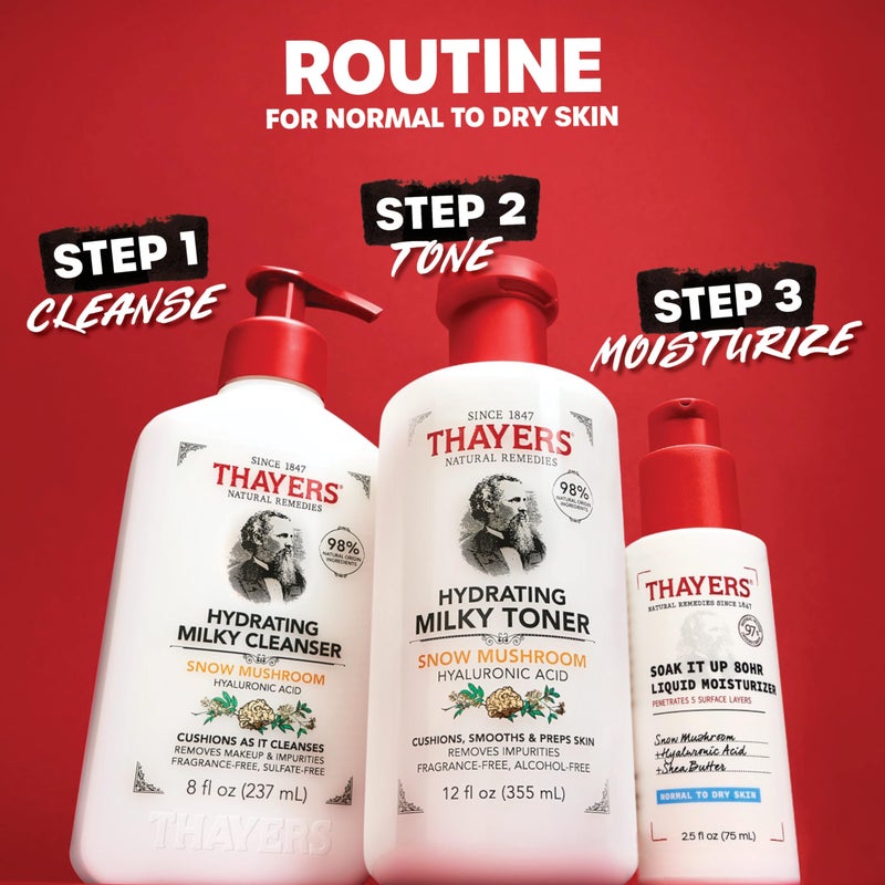 THAYERS Soak It Up 80HR Liquid Moisturizer, Face Moisturizer with Hyaluronic Acid and Snow Mushroom, Dermatologist Tested Skin Care for Normal to Dry Skin, 2.5 Oz - Image 5