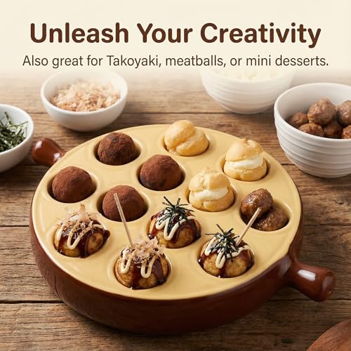 Hemoton Ceramic Escargot Baking Dish, 12 Holes Snail Plate with Handles, Round Mushroom Server for Oven to Table, Scallop Shrimp Appetizer Tray, Kitchen Cooking Pan for Home, Restaurant, 6.75 Inch - Image 5