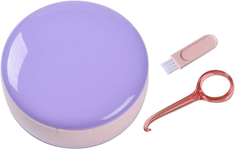 klarako Dual Layer Denture Retainer Case Breathable with Mirror Portable Mouth Guard Container Holder for Clear Aligner with Removal Tool Tray  Purple Pink - Image 1