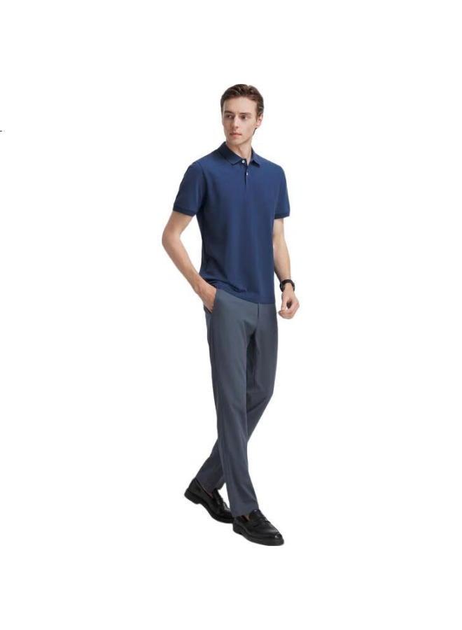 Youngor Men'S Summer Youth Men'S Business Casual Short Sleeve Polo Shirt Blue S - Image 1
