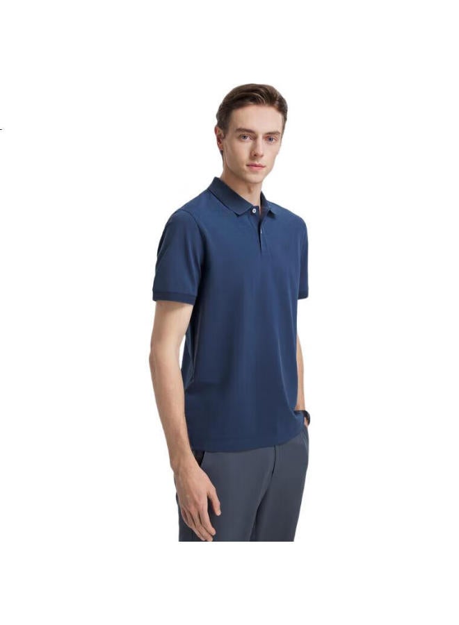 Youngor Men'S Summer Youth Men'S Business Casual Short Sleeve Polo Shirt Blue S - Image 2