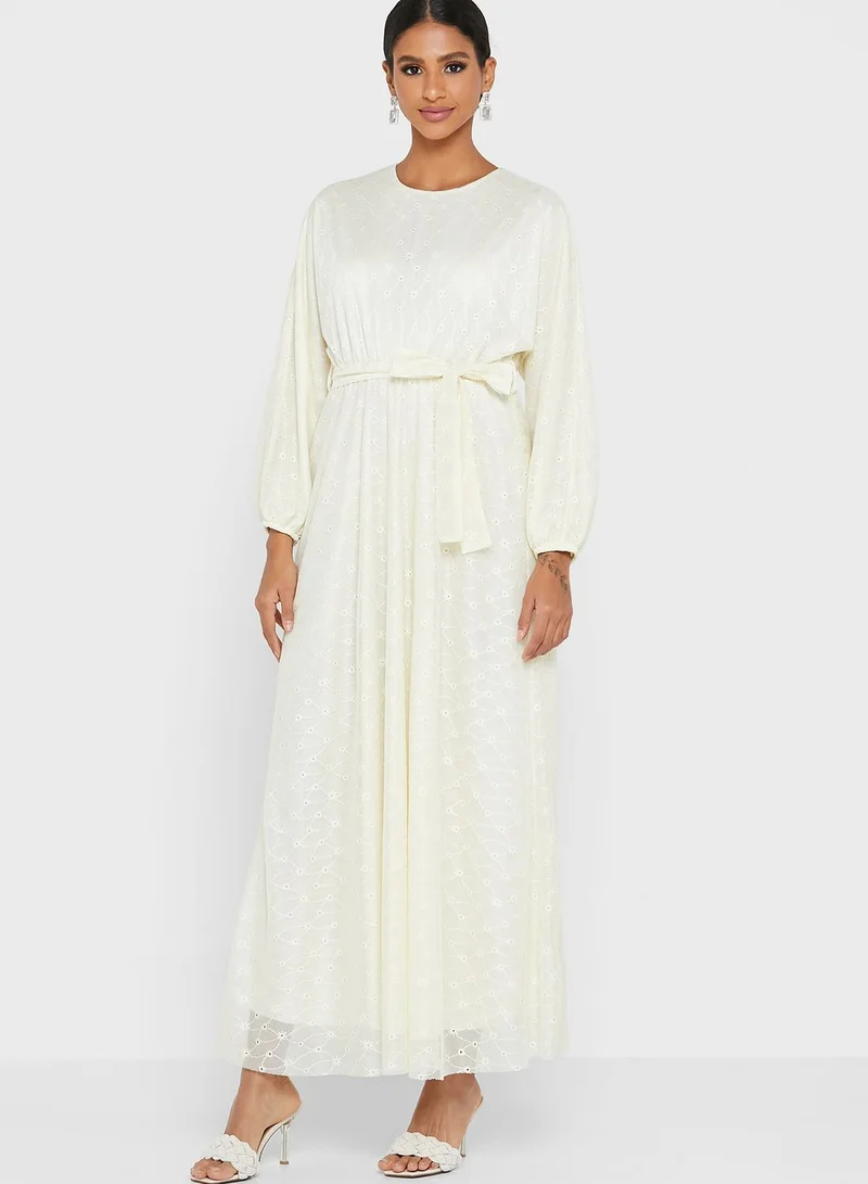 Khizana Puff Sleeved Belted Dress