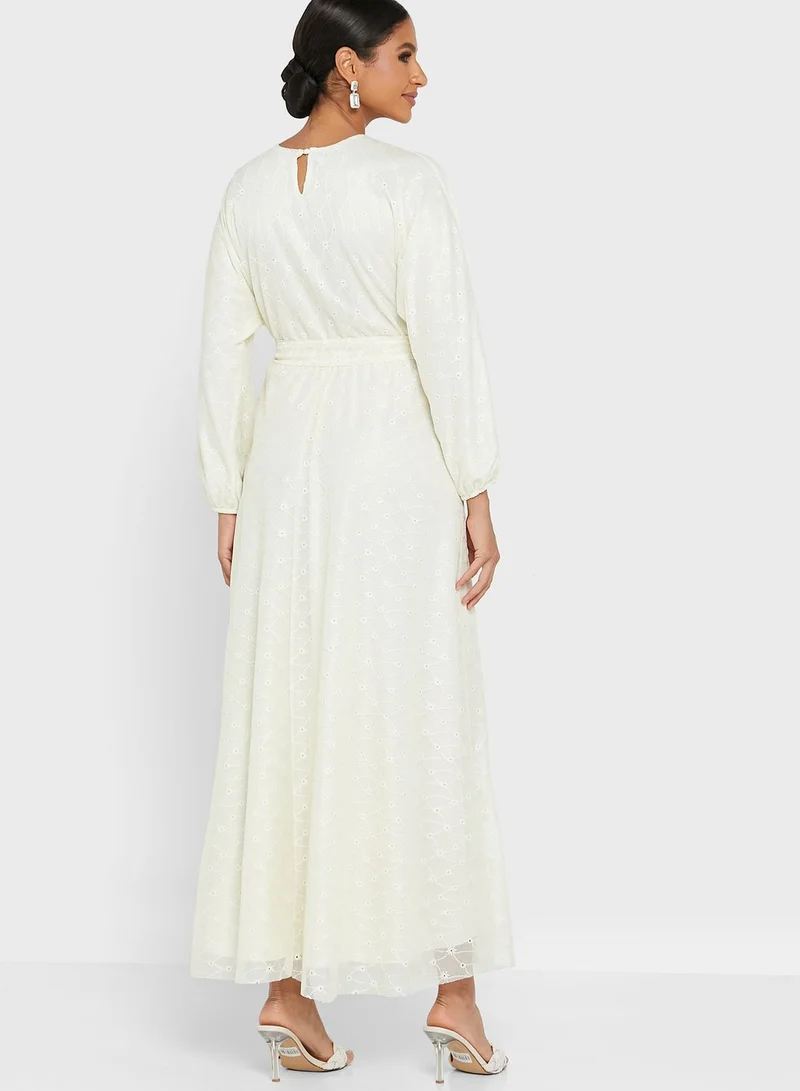 Khizana Puff Sleeved Belted Dress