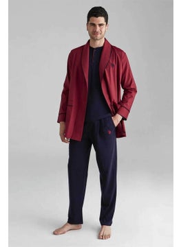 U.S. Polo Assn. 12000 Men's 5-Piece Dowry Dressing Gown Set-Burgundy  - Image 2