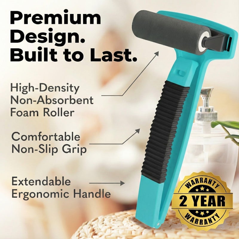 bearback Lotion Applicator for Back & Body â€“ Long-Reach Roller for Even Lotion, Sunscreen, Self-Tanner & Medication Application â€“ Foldable, Reusable, No-Help Design â€“ American Small Business (Teal) - Image 5