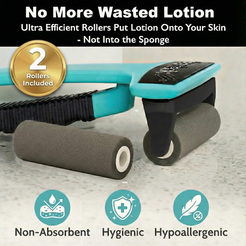 bearback Lotion Applicator for Back & Body â€“ Long-Reach Roller for Even Lotion, Sunscreen, Self-Tanner & Medication Application â€“ Foldable, Reusable, No-Help Design â€“ American Small Business (Teal) - Image 4