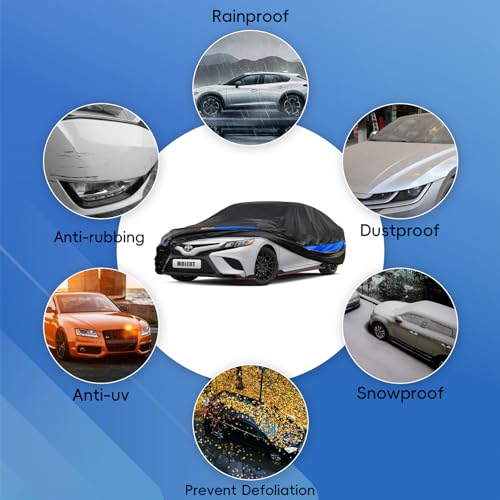 Molebt Car Cover Waterproof All Weather for Automobiles, Universal Fit Sedan Coupe Chevrolet Corvette/Camaro, Ford Mustang/Fusion, Honda Accord/Civic, KIA Optima, Hyundai Sonata, Nissan Maxima etc. - Image 3