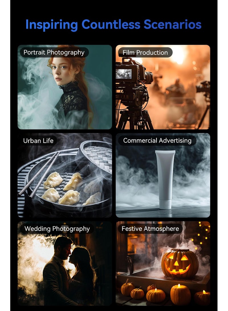 Fog Machine, Photography Fog Effect, Portable Fog Maker, with Remote Control Fogger Machine, for Video Shoot and Parties