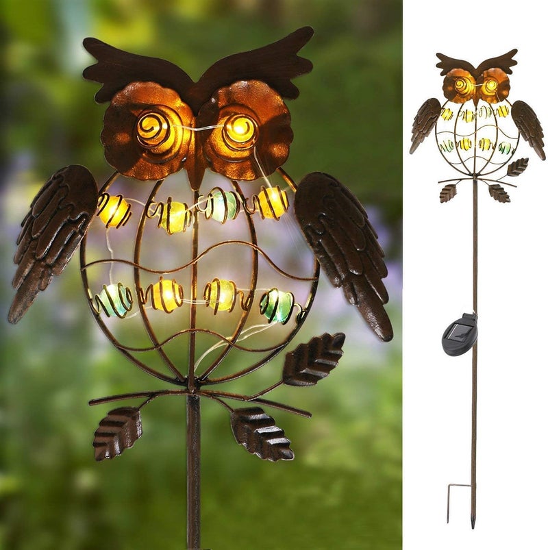 TAKE ME Owl Garden Solar Lights Outdoor, Solar Powered Stake Lights Mothers Day Garden Gifts Mom Wife Grandma - Metal OWL LED Decorative Garden Lights for Walkway,Pathway,Yard,Lawn (Bronze) - Image 1