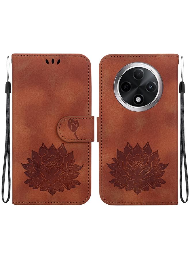 erorex Case For OPPO A3 Pro 5G Lotus Embossed Leather Phone Case  - Image 1