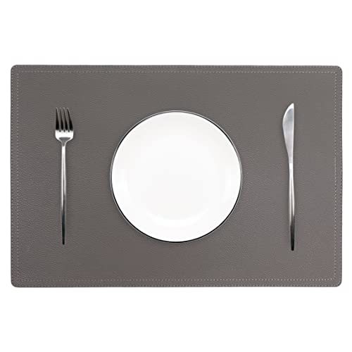 Set of 4 Faux Leather Placemats PU Table Mats Waterproof Stain Resistant Heat Resistant NonSlip Easy to Clean for Kitchen Dining TableConference Table C Grey Rectangle