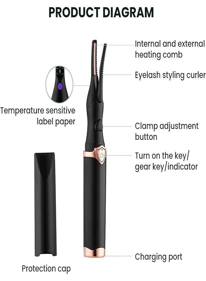 BRAINLE Heated Eyelash Curler with 3 Temperature Modes, USB Rechargeable Eye Lash Curlers for Women, Beauty Makeup Tools, Eyebrow Curler For Women, Eyelashes Lift Kit Accessories - Image 2