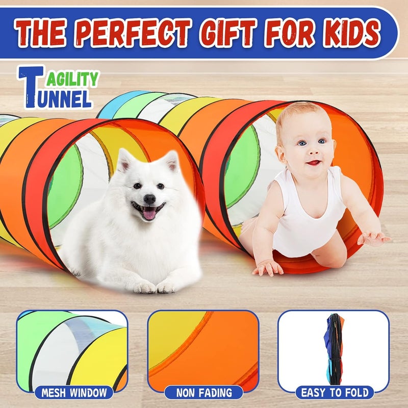 Moncoland Kids Play Tunnel Tent for Toddlers, Pack of 2 Colorful Pop Up Crawl Tunnel Toy for Baby or Pet, Collapsible Gift for Boy and Girl Play Tunnel Indoor and Outdoor Game - Image 5