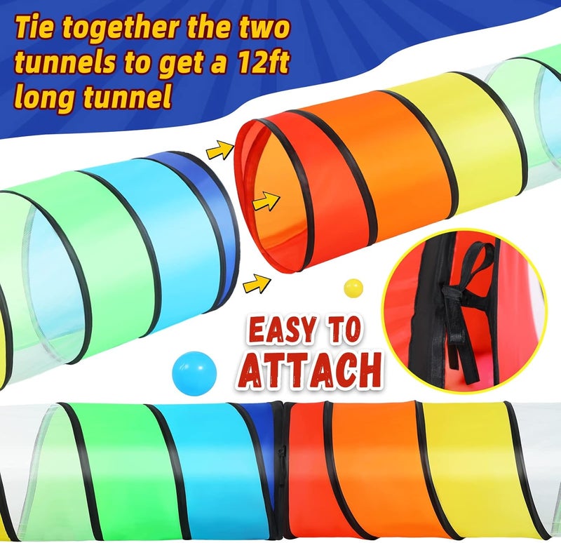 Moncoland Kids Play Tunnel Tent for Toddlers, Pack of 2 Colorful Pop Up Crawl Tunnel Toy for Baby or Pet, Collapsible Gift for Boy and Girl Play Tunnel Indoor and Outdoor Game - Image 4