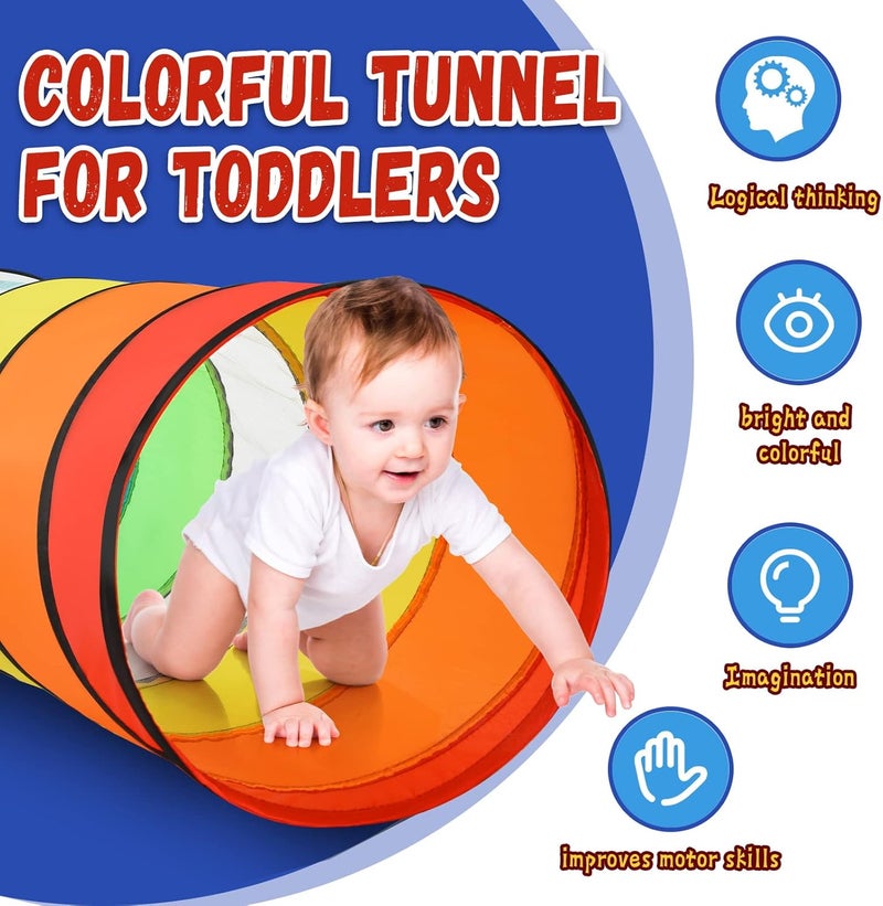 Moncoland Kids Play Tunnel Tent for Toddlers, Pack of 2 Colorful Pop Up Crawl Tunnel Toy for Baby or Pet, Collapsible Gift for Boy and Girl Play Tunnel Indoor and Outdoor Game - Image 2