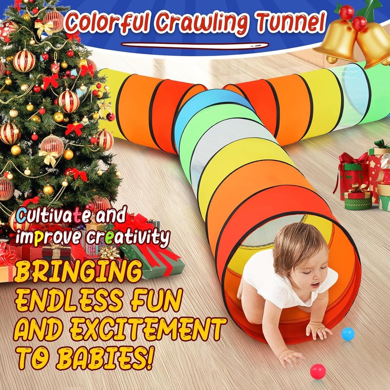 Moncoland Kids Play Tunnel Tent for Toddlers, Pack of 2 Colorful Pop Up Crawl Tunnel Toy for Baby or Pet, Collapsible Gift for Boy and Girl Play Tunnel Indoor and Outdoor Game - Image 3