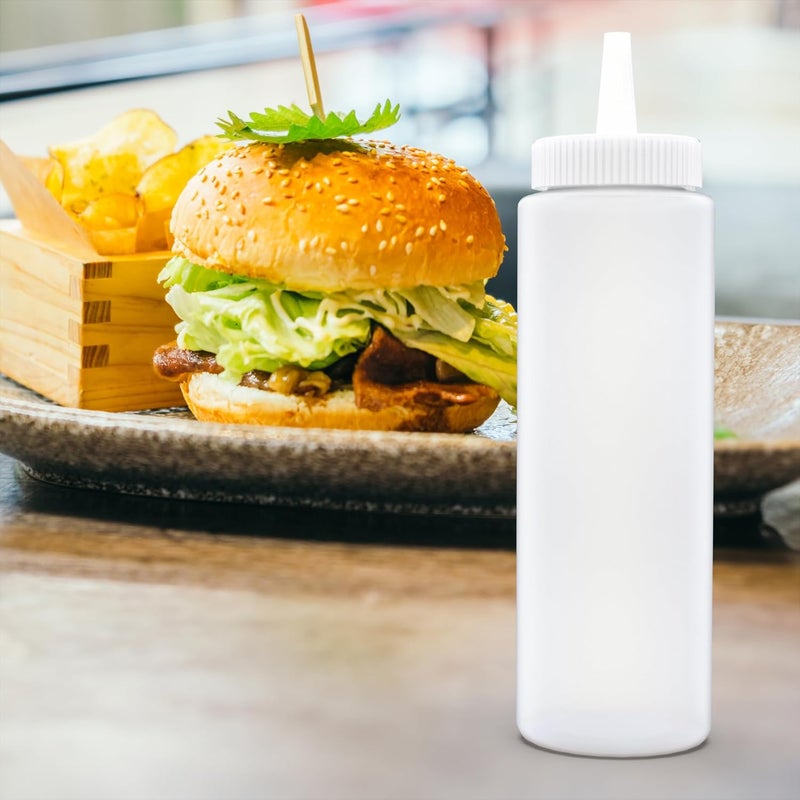 BRIGHTFROM Condiment Squeeze Bottles CLEAR 8 OZ Empty Squirt Bottle with Wide Neck  Great for Ketchup Mustard Syrup Sauces Dressing Oil BPA FREE Plastic  2 PACK - Image 3