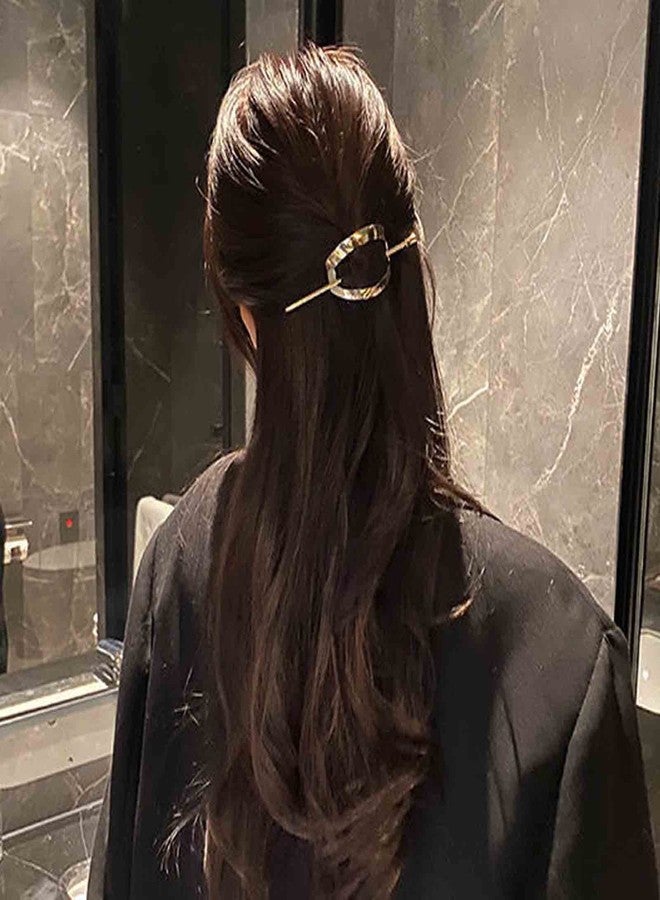مشبك شعر معدني من Yheakne، مشبك شعر من سبيكة ذهبية، مشبك شعر هندسي، مشبك شعر بتصميم كلاسيكي، إكسسوارات شعر مزخرفة للنساء والفتيات - Image 2