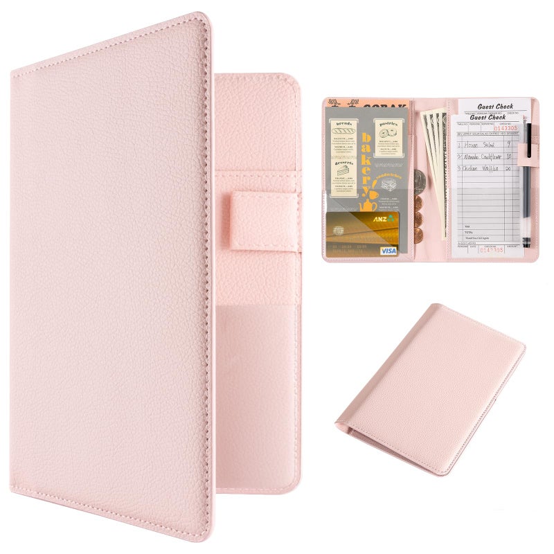 CoBak Server Book â€“ Compact Organizer with Clear and Money Pockets, Pen Holder, Fits Apron Perfectly, Leather Waitress Book - Image 1