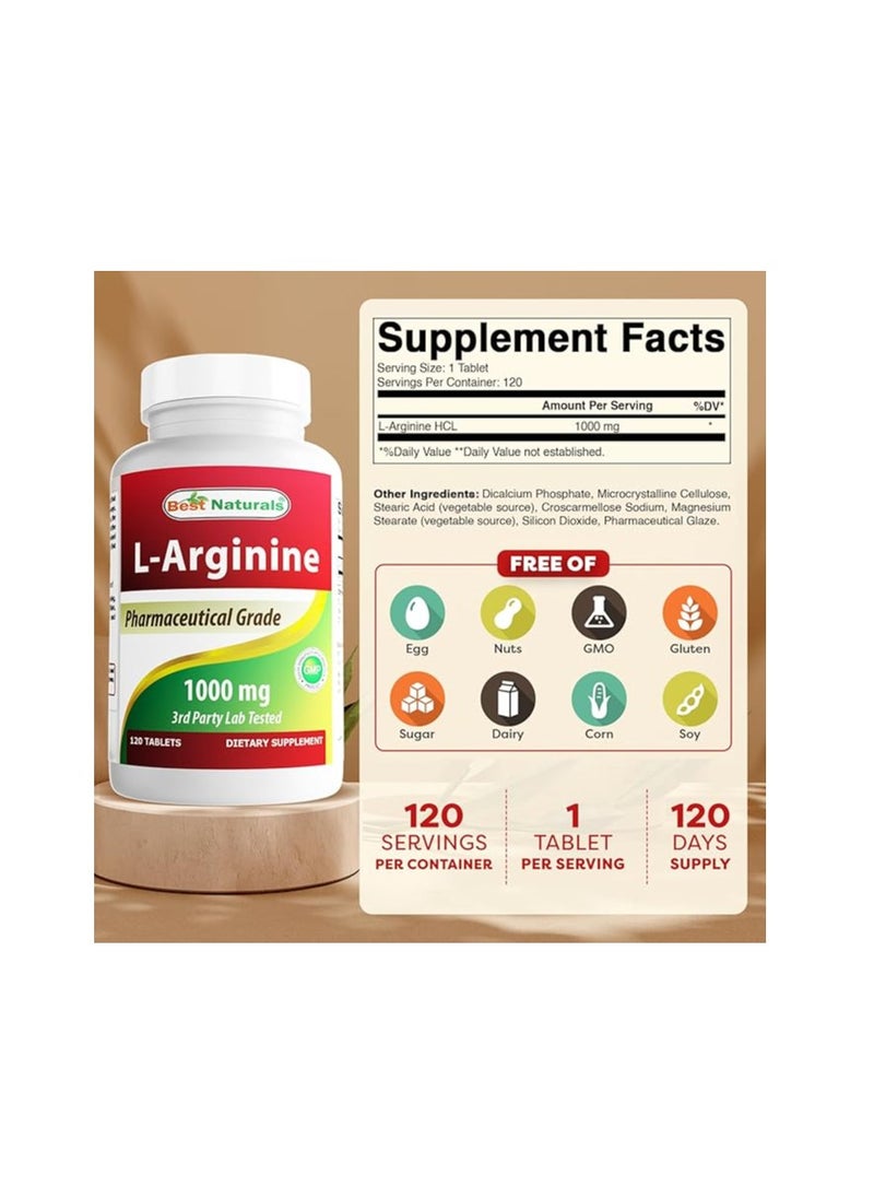 Best Naturals L-Arginine 1000mg 120 Tablets  - Image 2