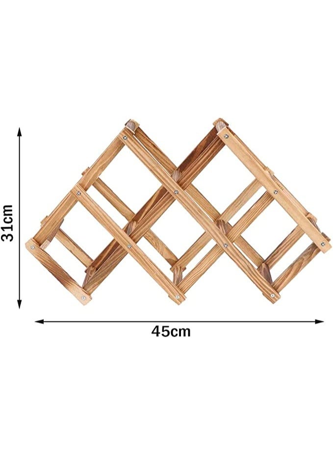 HOME TASTE Wooden Wine Rack, Free Standing Wine Storage Racks Countertop, Stackable Stand Foldable Tabletop Bottle Holder Cabinets Shelf For Cellar Pantry Home Kitchen Bar (6 Bottle Rack (Brown)) - Image 3