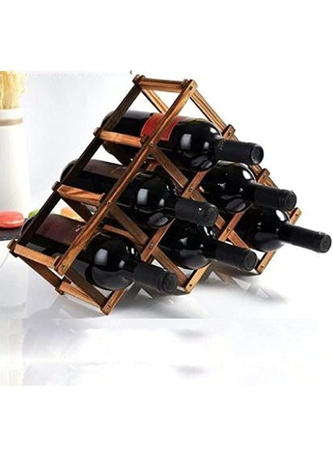 HOME TASTE Wooden Wine Rack, Free Standing Wine Storage Racks Countertop, Stackable Stand Foldable Tabletop Bottle Holder Cabinets Shelf For Cellar Pantry Home Kitchen Bar (6 Bottle Rack (Brown)) - Image 4
