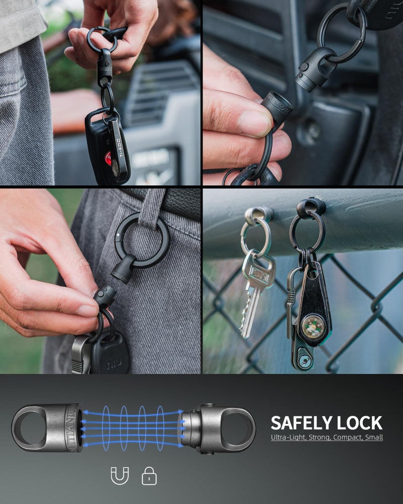 FEGVE Titanium Magnetic Quick Release Keychain, Anti-Drop Detachable Magnet Key Chain for Daily & Outdoor - Image 5
