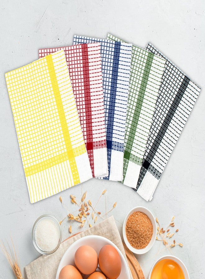 SAMI STUDIOS Kitchen Dish Towels Made With Eco-Friendly Cotton|Highly Absorbent For Cleaning&Quick Drying Of Plates&Glasses|X-Large,40X60 Cm|Elegant Waffle Checks(Set Of 5 Pieces),Multicolor - Image 1