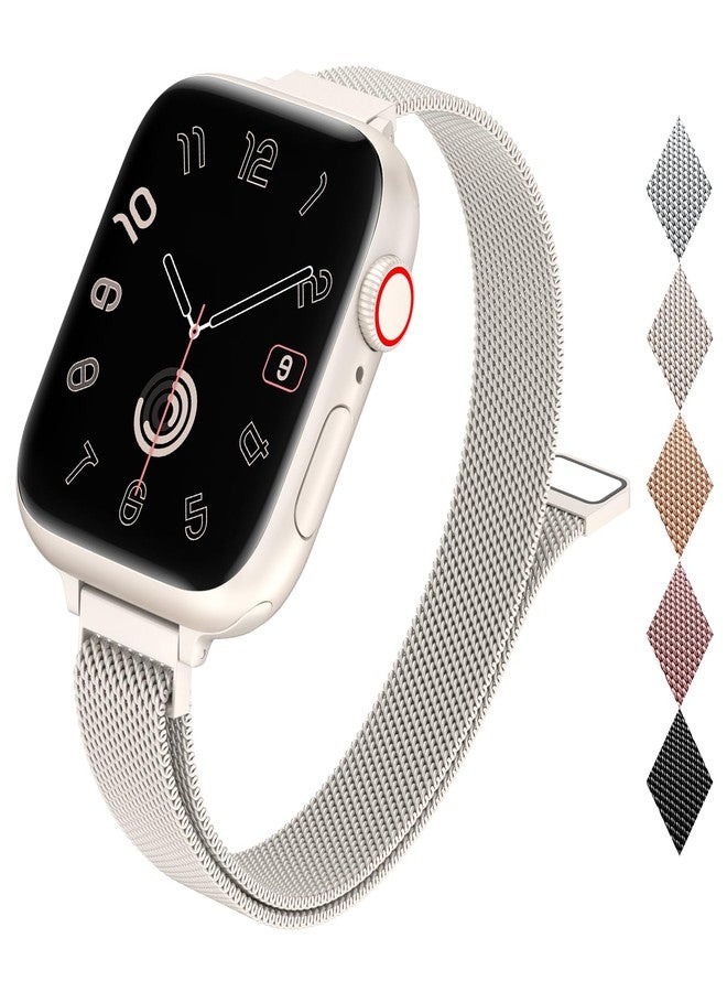 MARGE PLUS Slim Milanese Loop Compatible with Apple Watch Band for women 41mm 40mm 38mm 42mm 46mm 45mm 44mm, Stainless Steel Magnetic Mesh Strap work on iWatch Series 11 10 9 8 7 6 5 4 3 & SE 3 2 1 - Image 1